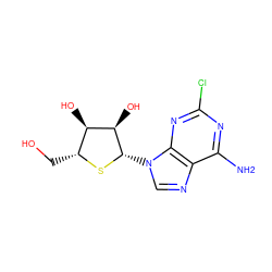 Nc1nc(Cl)nc2c1ncn2[C@@H]1S[C@H](CO)[C@@H](O)[C@H]1O ZINC000012405776