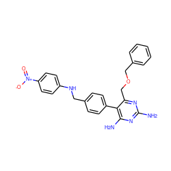 Nc1nc(N)c(-c2ccc(CNc3ccc([N+](=O)[O-])cc3)cc2)c(COCc2ccccc2)n1 ZINC000013686047