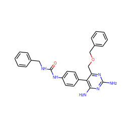 Nc1nc(N)c(-c2ccc(NC(=O)NCc3ccccc3)cc2)c(COCc2ccccc2)n1 ZINC000014970751