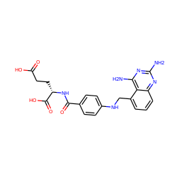 Nc1nc(N)c2c(CNc3ccc(C(=O)N[C@@H](CCC(=O)O)C(=O)O)cc3)cccc2n1 ZINC000013740543