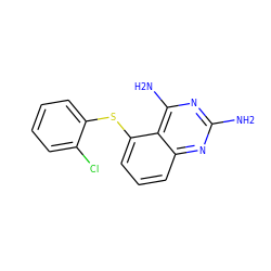 Nc1nc(N)c2c(Sc3ccccc3Cl)cccc2n1 ZINC000005974378