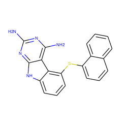 Nc1nc(N)c2c(n1)[nH]c1cccc(Sc3cccc4ccccc34)c12 ZINC001772615529