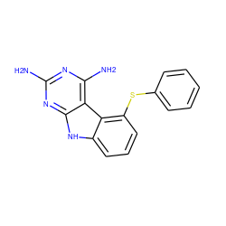 Nc1nc(N)c2c(n1)[nH]c1cccc(Sc3ccccc3)c12 ZINC000049072435