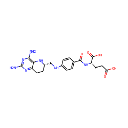 Nc1nc(N)c2c(n1)CC[C@@H](CNc1ccc(C(=O)N[C@@H](CCC(=O)O)C(=O)O)cc1)N2 ZINC000040917430