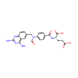 Nc1nc(N)c2cc(CN(C=O)c3ccc(C(=O)N[C@@H](CCC(=O)O)C(=O)O)cc3)ccc2n1 ZINC000001565332