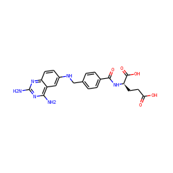 Nc1nc(N)c2cc(NCc3ccc(C(=O)N[C@H](CCC(=O)O)C(=O)O)cc3)ccc2n1 ZINC000001565330