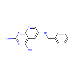 Nc1nc(N)c2cc(NCc3ccccc3)cnc2n1 ZINC000005974538