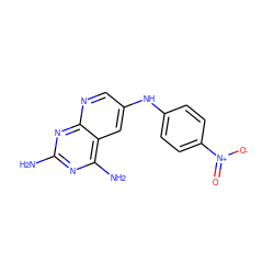 Nc1nc(N)c2cc(Nc3ccc([N+](=O)[O-])cc3)cnc2n1 ZINC000096269969