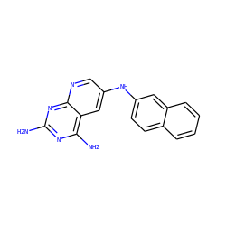 Nc1nc(N)c2cc(Nc3ccc4ccccc4c3)cnc2n1 ZINC000096269970