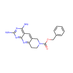 Nc1nc(N)c2cc3c(nc2n1)CCN(C(=O)OCc1ccccc1)C3 ZINC000013492110