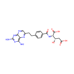 Nc1nc(N)c2nc(CCc3ccc(C(=O)N[C@H](C(=O)O)[C@@H](O)CC(=O)O)cc3)cnc2n1 ZINC000013860910