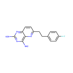 Nc1nc(N)c2nc(CCc3ccc(F)cc3)ccc2n1 ZINC001772606513