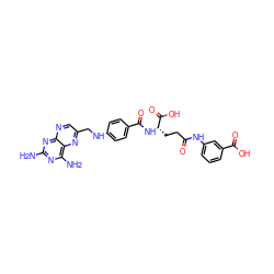 Nc1nc(N)c2nc(CNc3ccc(C(=O)N[C@@H](CCC(=O)Nc4cccc(C(=O)O)c4)C(=O)O)cc3)cnc2n1 ZINC000027651315