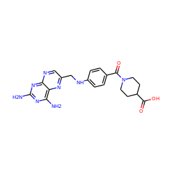 Nc1nc(N)c2nc(CNc3ccc(C(=O)N4CCC(C(=O)O)CC4)cc3)cnc2n1 ZINC000095575724