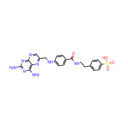 Nc1nc(N)c2nc(CNc3ccc(C(=O)NCCc4ccc(S(=O)(=O)O)cc4)cc3)cnc2n1 ZINC000064437027