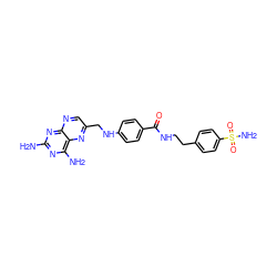 Nc1nc(N)c2nc(CNc3ccc(C(=O)NCCc4ccc(S(N)(=O)=O)cc4)cc3)cnc2n1 ZINC000064415797