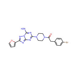 Nc1nc(N2CCN(C(=O)Cc3ccc(Br)cc3)CC2)nc2nc(-c3ccco3)nn12 ZINC000073199261