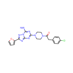 Nc1nc(N2CCN(C(=O)Cc3ccc(Cl)cc3)CC2)nc2nc(-c3ccco3)nn12 ZINC000082154614