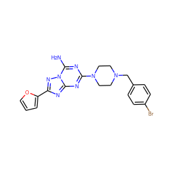 Nc1nc(N2CCN(Cc3ccc(Br)cc3)CC2)nc2nc(-c3ccco3)nn12 ZINC000082156841