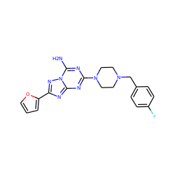 Nc1nc(N2CCN(Cc3ccc(F)cc3)CC2)nc2nc(-c3ccco3)nn12 ZINC000082156840