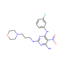 Nc1nc(NCCCN2CCOCC2)nc(Nc2cccc(Cl)c2)c1[N+](=O)[O-] ZINC000020329195