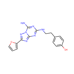 Nc1nc(NCCc2ccc(O)cc2)nc2nc(-c3ccco3)nn12 ZINC000000005258