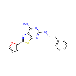 Nc1nc(NCCc2ccccc2)nc2sc(-c3ccco3)nc12 ZINC001772597205