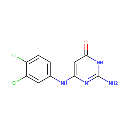 Nc1nc(Nc2ccc(Cl)c(Cl)c2)cc(=O)[nH]1 ZINC000008616945