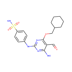 Nc1nc(Nc2ccc(S(N)(=O)=O)cc2)nc(OCC2CCCCC2)c1C=O ZINC000103177412