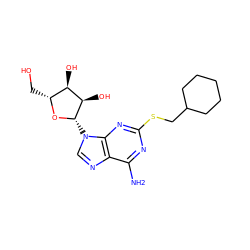 Nc1nc(SCC2CCCCC2)nc2c1ncn2[C@@H]1O[C@H](CO)[C@@H](O)[C@H]1O ZINC000045255286