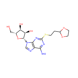 Nc1nc(SCCC2OCCO2)nc2c1ncn2[C@@H]1O[C@H](CO)[C@@H](O)[C@H]1O ZINC000045300678