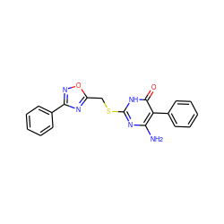 Nc1nc(SCc2nc(-c3ccccc3)no2)[nH]c(=O)c1-c1ccccc1 ZINC000008828776