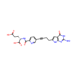 Nc1nc2[nH]c(CCC#Cc3ccc(C(=O)N[C@@H](CCC(=O)O)C(=O)O)nc3)cc2c(=O)[nH]1 ZINC000116645879