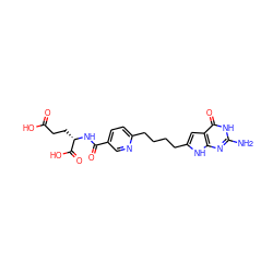 Nc1nc2[nH]c(CCCCc3ccc(C(=O)N[C@@H](CCC(=O)O)C(=O)O)cn3)cc2c(=O)[nH]1 ZINC000116643409