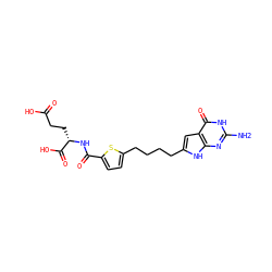 Nc1nc2[nH]c(CCCCc3ccc(C(=O)N[C@@H](CCC(=O)O)C(=O)O)s3)cc2c(=O)[nH]1 ZINC000045336938