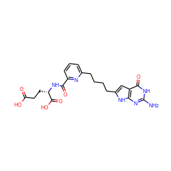 Nc1nc2[nH]c(CCCCc3cccc(C(=O)N[C@@H](CCC(=O)O)C(=O)O)n3)cc2c(=O)[nH]1 ZINC000116643761