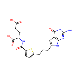 Nc1nc2[nH]c(CCCc3ccc(C(=O)N[C@@H](CCC(=O)O)C(=O)O)s3)cc2c(=O)[nH]1 ZINC000072124809