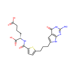 Nc1nc2[nH]c(CCCc3ccc(C(=O)N[C@@H](CCCC(=O)O)C(=O)O)s3)cc2c(=O)[nH]1 ZINC000299822022