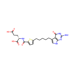 Nc1nc2[nH]cc(CCCCCc3ccc(C(=O)N[C@@H](CCC(=O)O)C(=O)O)s3)c2c(=O)[nH]1 ZINC000299854970