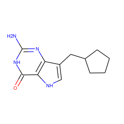 Nc1nc2c(CC3CCCC3)c[nH]c2c(=O)[nH]1 ZINC000013738105