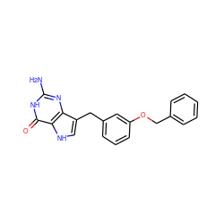 Nc1nc2c(Cc3cccc(OCc4ccccc4)c3)c[nH]c2c(=O)[nH]1 ZINC000013738106