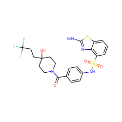 Nc1nc2c(S(=O)(=O)Nc3ccc(C(=O)N4CCC(O)(CCC(F)(F)F)CC4)cc3)cccc2s1 ZINC000217717303