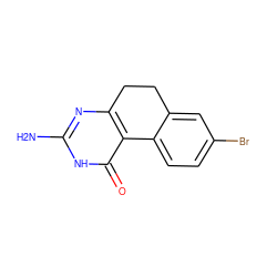 Nc1nc2c(c(=O)[nH]1)-c1ccc(Br)cc1CC2 ZINC000013832438