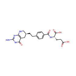 Nc1nc2c(c(=O)[nH]1)C[C@H](CCc1ccc(C(=O)N[C@@H](CCC(=O)O)C(=O)O)cc1)CN2 ZINC000001637602