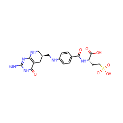 Nc1nc2c(c(=O)[nH]1)C[C@H](CNc1ccc(C(=O)N[C@@H](CCS(=O)(=O)O)C(=O)O)cc1)CN2 ZINC000013454610