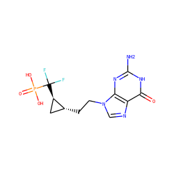 Nc1nc2c(ncn2CC[C@@H]2C[C@H]2C(F)(F)P(=O)(O)O)c(=O)[nH]1 ZINC000026719629
