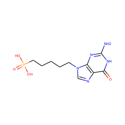 Nc1nc2c(ncn2CCCCCP(=O)(O)O)c(=O)[nH]1 ZINC000013735754