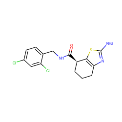 Nc1nc2c(s1)[C@H](C(=O)NCc1ccc(Cl)cc1Cl)CCC2 ZINC000220871600