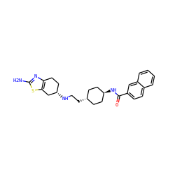 Nc1nc2c(s1)C[C@@H](NCC[C@H]1CC[C@H](NC(=O)c3ccc4ccccc4c3)CC1)CC2 ZINC000261140560