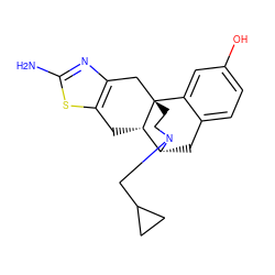 Nc1nc2c(s1)C[C@H]1[C@H]3Cc4ccc(O)cc4[C@@]1(CCN3CC1CC1)C2 ZINC000028646638